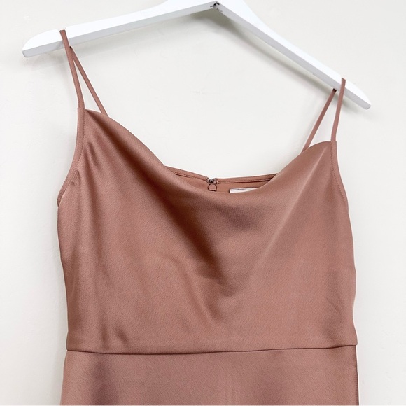 BHLDN Cali Satin Draped Cowl Neck Midi Slip Bridesmaid Dress Sedona - Picture 6 of 16